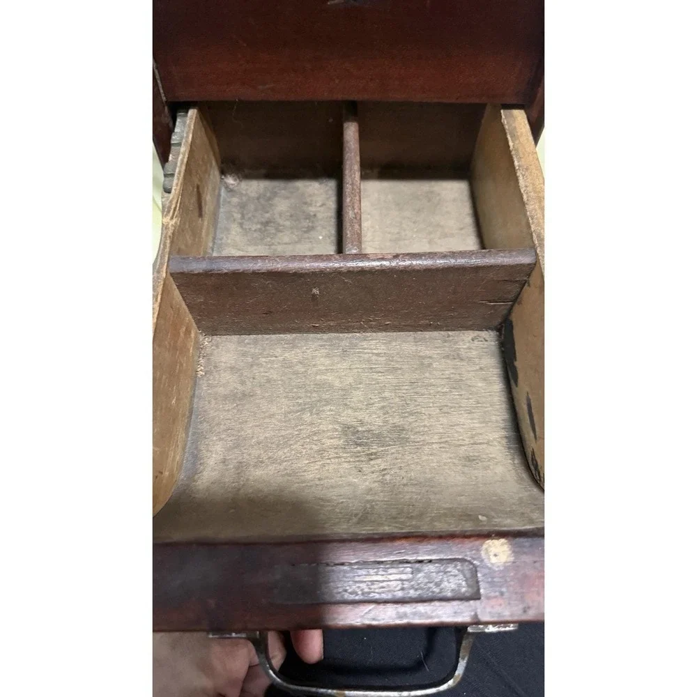 Antique  Wood Cash Register Drawer Box Bell Drawer Works - Cha Chings